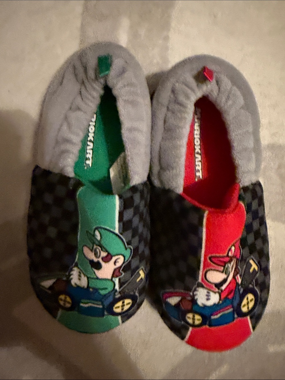 Nintendo Kids’ Mario & Luigi Slip-On One-Piece Slippers - Red & Green
